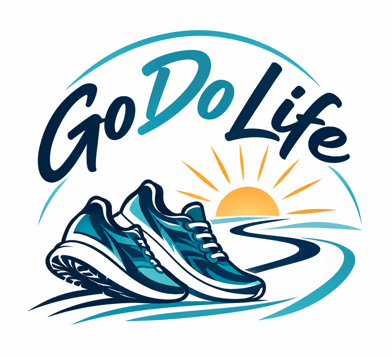 Go Do Life logo with running shoes, a sunrise, and an open road